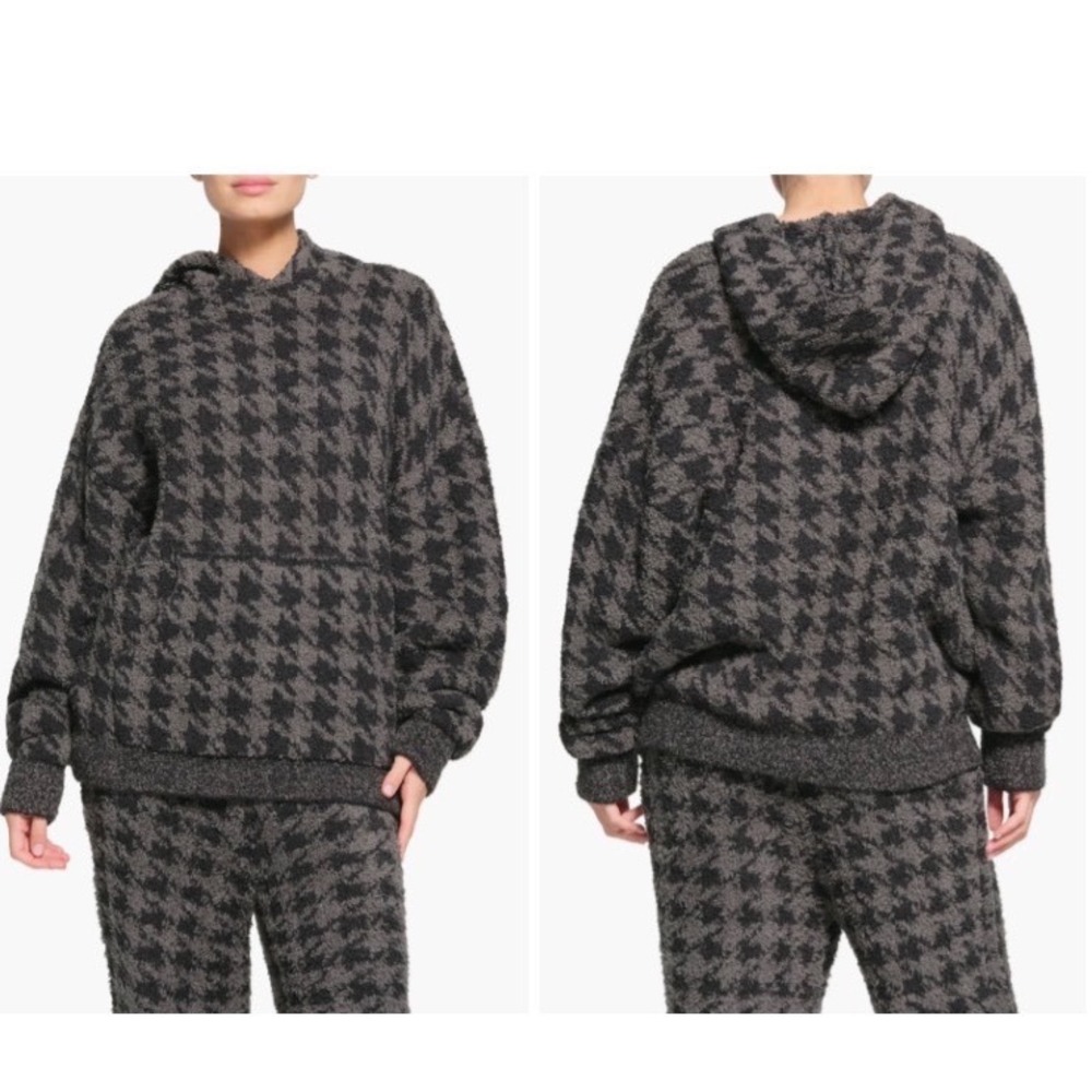 SKIMS Cozy Knit Hoodie Onyx Houndstooth OversizedS/M Unisex